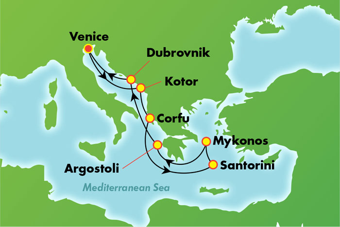 Greek Isles from Venice - Cruise Map
