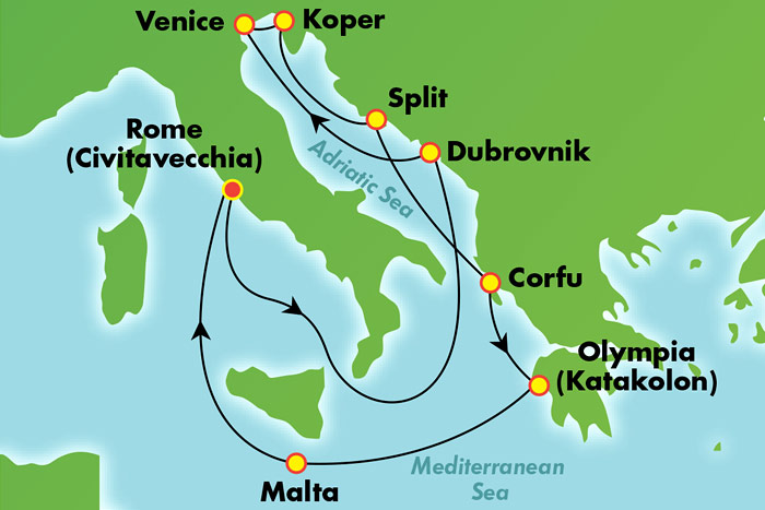 7-Day Western Mediterranean from Barcelona Cruise Map