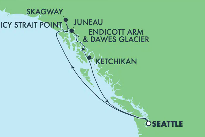 7-Day Cruise to Alaska: Cruise Map