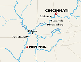Cincinnati to Memphis Cruise Map