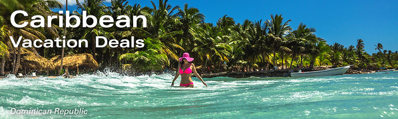 Woman wading through waves on Dominican Republic beach