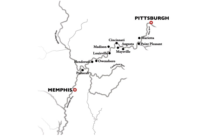 American Duchess Memphis to Pittsburgh Cruise Map