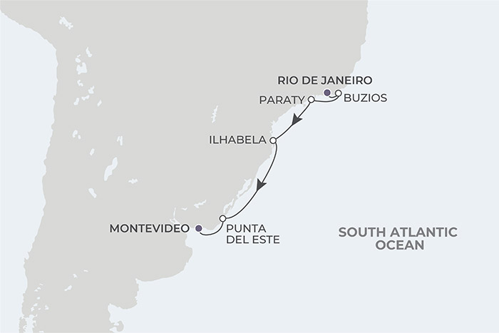 Atlas Ocean Voyages Rio de Janeiro to Montevideo Itinerary Map
