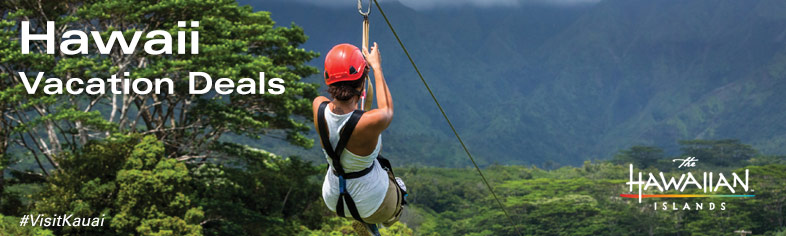 Woman ziplining in Kauai rainforest