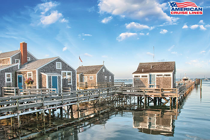 Boat Houses on docks, Maine