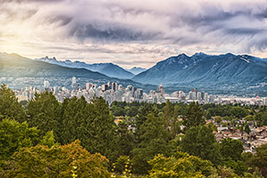 Vancouver city with mountains in background