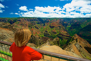 Child looking at Waimea Canyon, Kauai