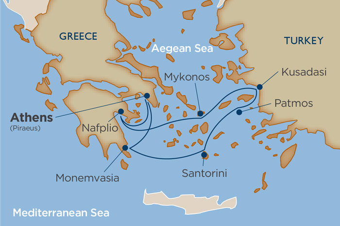 Windstar Treasures of Greek Isles Cruise Itinerary Map