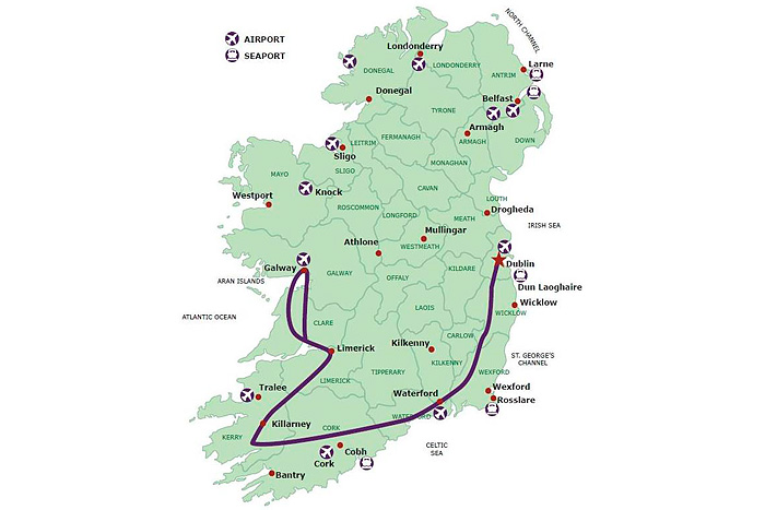 Elegant Ireland Self Drive Map