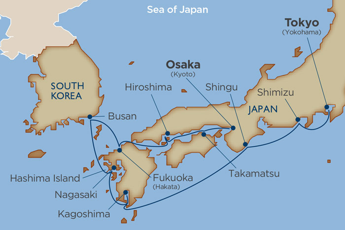 Grand Japan Cruise Itinerary Map