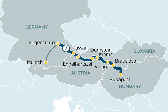 Emerald Cruises Danube Delights Cruise Itinerary Map