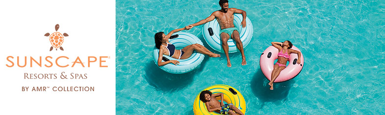Family floating in pool, Sunscape Resorts