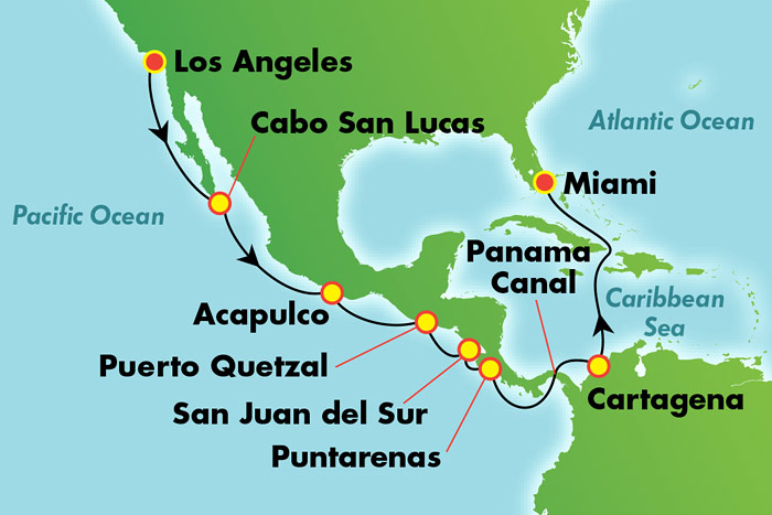 panama canal cruises map