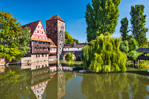 Scenic buildings on Danube river