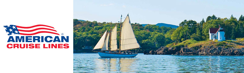 Schooner off Maine coast, lighthouse in background