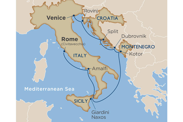 Windstar Classic Italy & Dalmatian Coast Cruise Itinerary Map