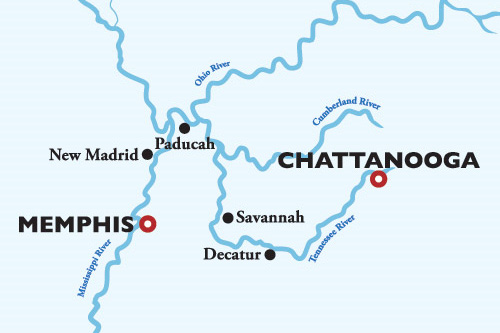 American Countess Memphis to Chattanooga Itinerary Map