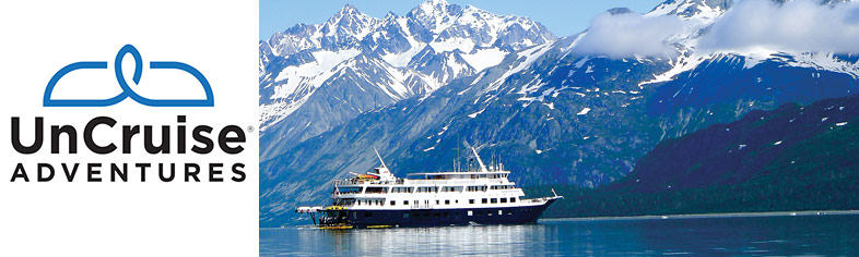 UnCruise Alaska small ship with mountains