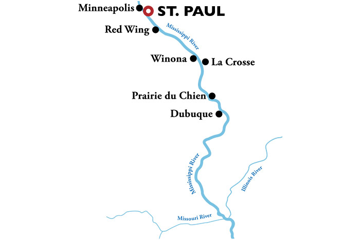 American Duchess Roundtrip St. Paul Itinerary Map