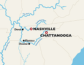 Nashville to Chattanooga Cruise Map
