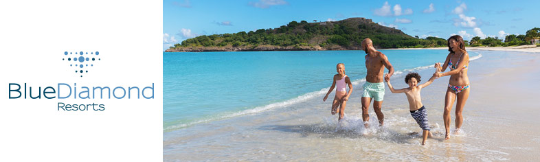 Family on beach blue diamond resorts