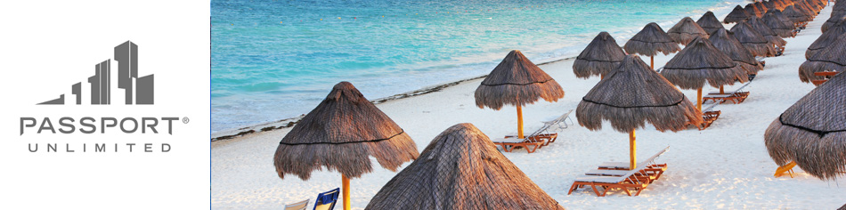 Palapas on the beach, Cancun, Mexico