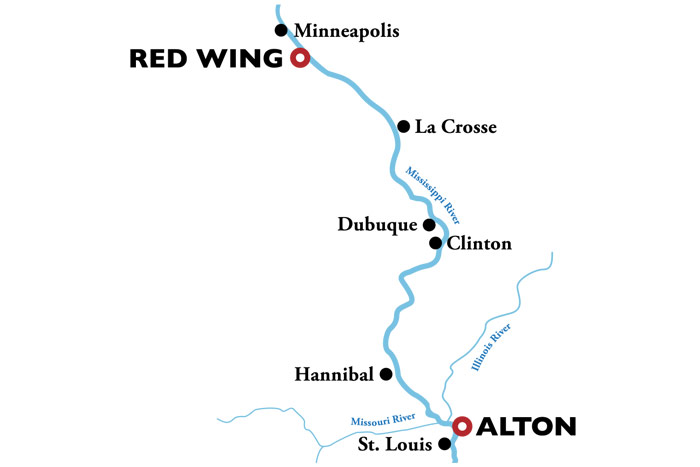 Alton to Redwing Itinerary Map