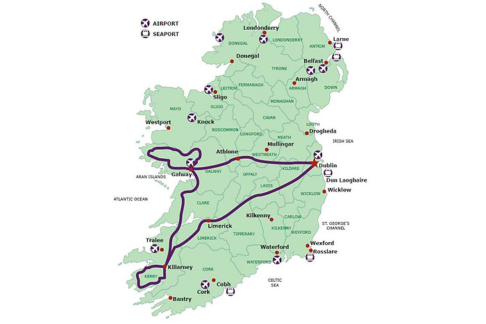 Celtic Treasures Ireland Self Drive Map