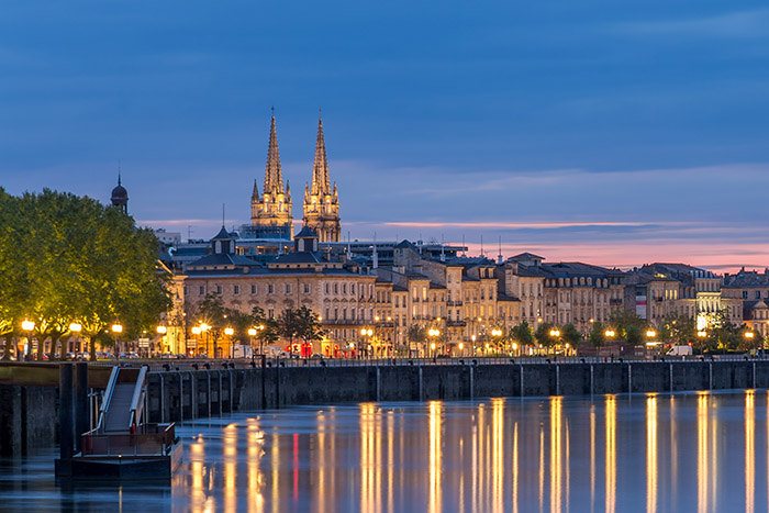 Bordeaux and a view of the river by night