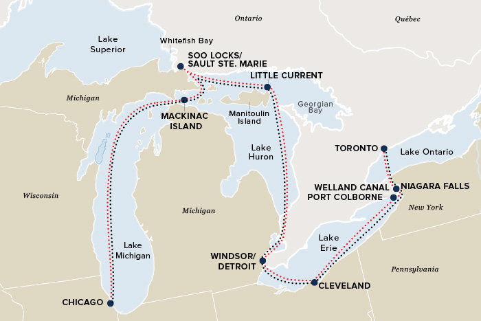 Victory Cruises Great Lakes Grand Discovery Cruise Map