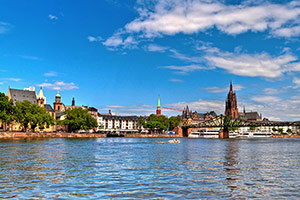 View of Frankfurt from Main River, Germany