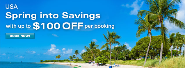 USA Vacations - Up to $100 OFF per booking