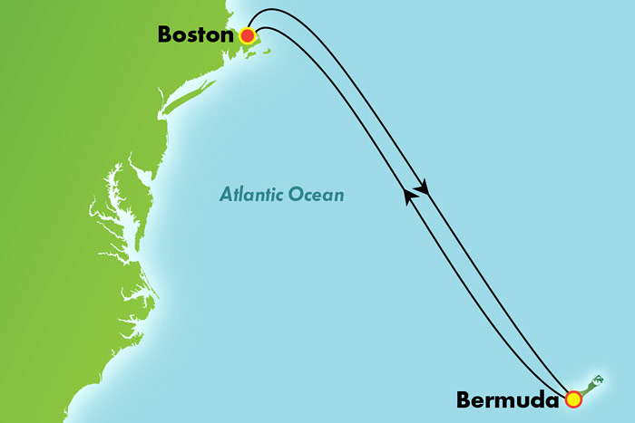 Bermuda from Boston Roundtrip - Cruise Map