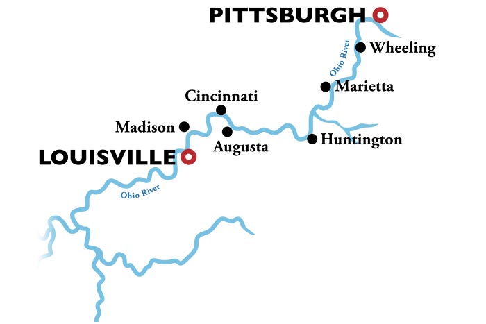 American Duchess New Orleans to Memphis Itinerary Map