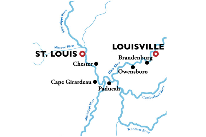 American Duchess Lousiville to St. Louis Itinerary Map