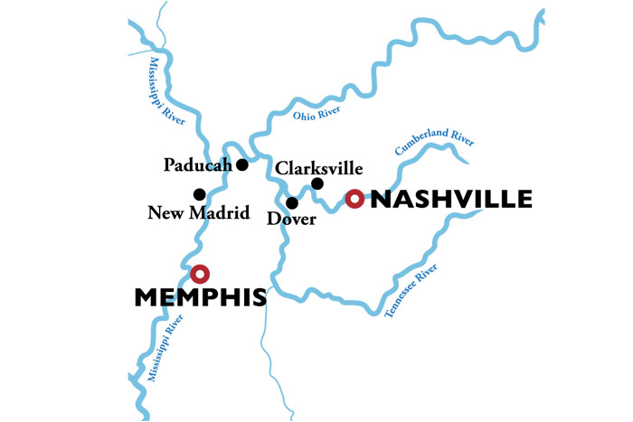 American Duchess Nashville to Memphis Itinerary Map